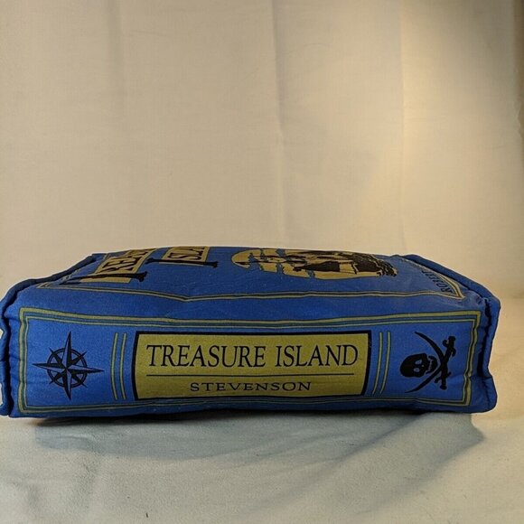 Think Geek Olde Book Pillow, Treasure Island Robert Louis Stevenson Blue Plush - Picture 3 of 10